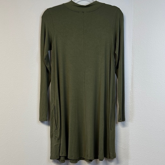 Yala Olive Green Long Sleeve Mock Neck Shift Dress XS - Picture 4 of 5